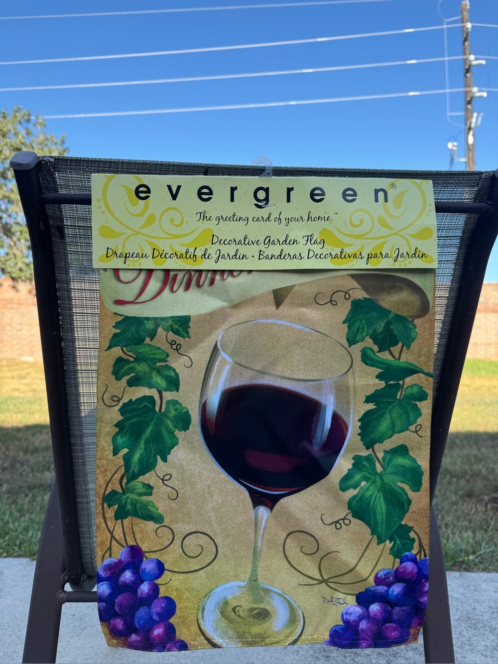 Evergreen Decorative Garden Flag - Wine Glass & Grapes